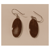 Pair of Sterling Silver and Carnelian Agate Earrings