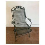 Wrought Iron Rose Pattern Springer Patio Arm Chair