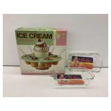 Boston Warehouse Ice Cream Lazy Susan Set with Two Fire King Baking Dishes