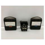 Weston Model 281 Direct Current Voltmeter with Case and Two GE Voltmeters (each with carrying case)