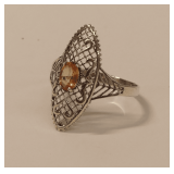Sterling Silver Citrine Ring Size 9