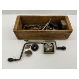 Wooden Box with Brace and Bit Tool Parts