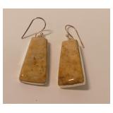 Sterling Silver and Agatized Coral Drop Earrings