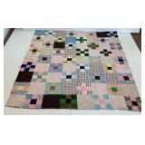Patchwork Quilt with Gray and Blue Backing