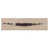 Blue Beaded and Tibetan Silver Bracelet
