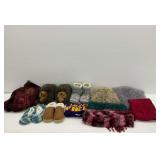 Group of Slippers and Fashion Scarves