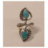 Sterling Silver Ring with Turquoise Stones...size 9
