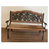 Floral Design Cast Iron and Wooden Bench...see description