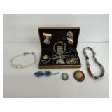 Group of Costume Jewelry with Box