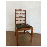 Wooden Ladder Back Chair with Embroidered Seat
