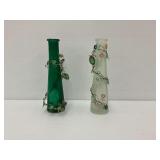 2 Glass Bud Vases with Wire Decoration