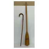 Century of Progress Walking Stick with Medallions and Feather Brand Paddle