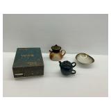 Two Teapots with Bavaria Elfenbein Porzellan Dish and Fukagawa Porcelain Tea Set