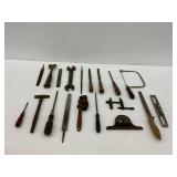Group of Hand Tools with Wooden Handles