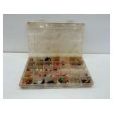 Assortment of Fishing Jigs and Tackle Box
