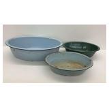 3 Enameled Wash Basins