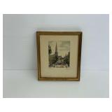 Framed Vintage Bruxelles Print with Signature