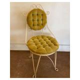 Hollywood Regency Style Wrought Iron and Velvet Boudoir Chair