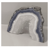 Agate Geode Specimen with Gray and White Banding