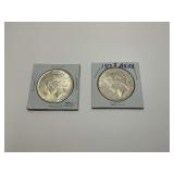 Two Peace Silver Dollars