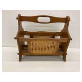 Wooden Magazine Stand with Cane Detail