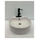 Tuscany White Basin Sink with Black Faucet