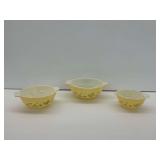 Three Pyrex Shenandoah Pattern Bowls