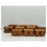 Ten Handmade Wooden Train Cars