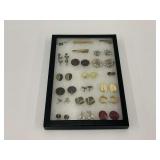 Earrings and Tie Clips in Display Case
