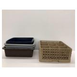 Plastic Bins and a Rack