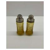 Two Federal Amber Depression Glass Salt and Pepper Shakers