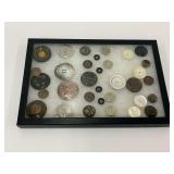 Vintage Buttons in Display Case