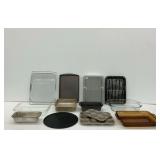 Group of Baking Items Including Glass and Metal Pans