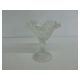 Fenton Inverted Strawberry Frosted Glass Compote