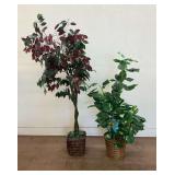 2 Faux Plants in Woven Baskets