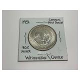 1951 Washington Carver Commemorative Silver Half Dollar
