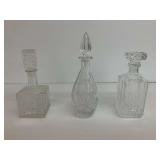 3 Glass Decanters with Stoppers