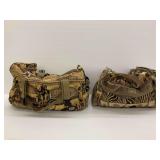 Two Tapestry Duffle Bags with Animal Print