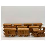 Hand Crafted Wooden Train Cars and Locomotive