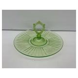 Green Depression Glass Serving Dish with Handle
