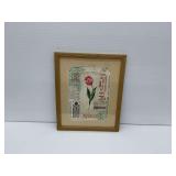 Framed Floral Print with Wooden Frame