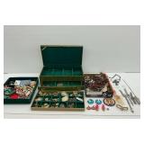 Jewelry Group with Jewelry Case and Watches