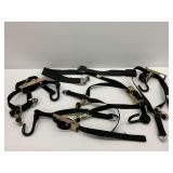 Group of Black Tie Down Straps with Metal Hardware