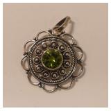 Sterling Silver and Peridot Pendant