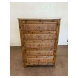 Faux Bamboo & Wicker Front Five Drawer Chest...see description