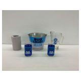Advertising Items Including Bud Light and Pabst Blue Ribbon