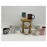 Ceramic Mugs with Swivel Mug Holder