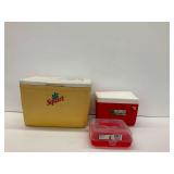 Squirt Cooler, Igloo Cooler, and Cupcake Container