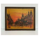 Vintage Amalfi Signed Framed Cityscape