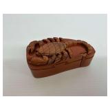 Scorpion Themed Secret Hidden Puzzle Wooden Carved Box … 6 x 3 x 2 in.